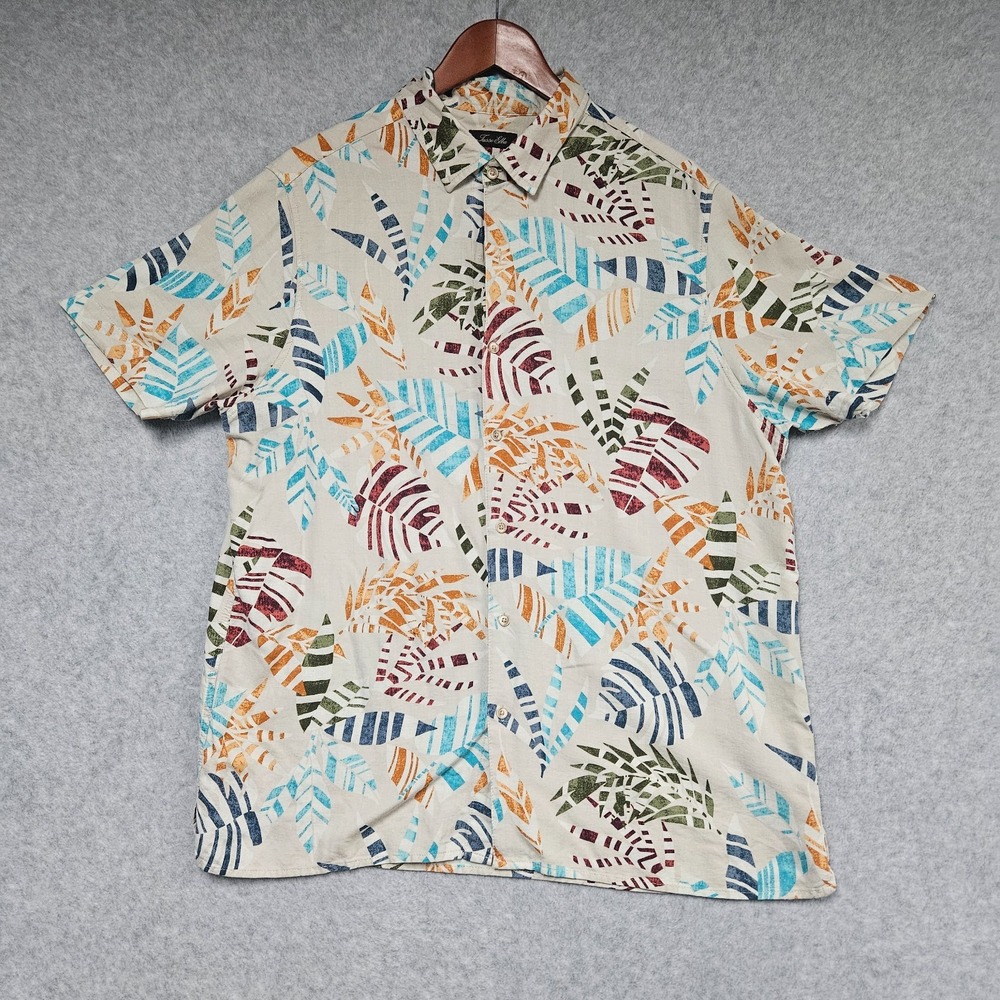 Tasso Elba Island Shirt Mens XL Colorful Floral Silk Blend Button-Up Hawaii